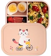 ASOMIC Silicone Bento Lunch Box for Toddlers & Kids, Leakproof & BPA-Free, 3 Compartments, Microw...