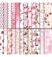 EggSun 48 Sheets Cherry Blossom Scrapbook Paper,Cherry Blossom Pattern Decorative Scrapbook Paper...