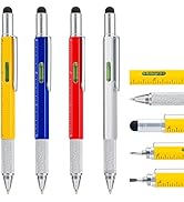 4 Pack Multitool Pen with Extra Refills Set, 6 in 1 Multitool Pen with Ruler & Levelgauge, Multif...