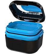 BVN Denture Bath Retainer Case: Denture Cup with Mirror Brush, Slim Denture Case, Retainer Cleane...