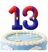 Blue Red 13th Birthday Number Candles, Number 13 Candle Cake Topper Decorations for Cartoon Game ...