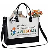 PRESSINART Canvas Tote Bag Floral Cat Canvas Tote with Handle and Zipper Wildflower Pet 13oz Shou...