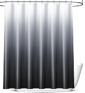 OLANLY Luxury Black and Grey Ombre Shower Curtain Sets with 12 Hooks, Waterproof and Washable Dec...