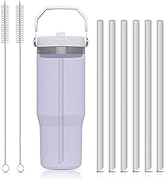 Replacement Straws for Stanley Iceflow Tumbler Flip Straw, 6PCS Reusable Silicon Straws with Clea...