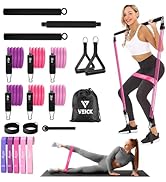 VEICK Pilates Bar Kit with Resistance Bands, Elastic Workout Bands for Men Women, Set of 5 Resist...