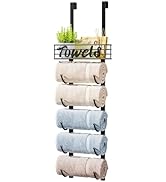 HapiRm 6-Tier Over The Door Towel Racks for Bathroom - Wall Mounted Towel Holder with Metal Shelf...