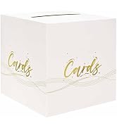 FALIZIFU White and Gold Card Box for Party 9.8 x 9.8 x 9.8 Inch Large Gift Card Box Holder for We...