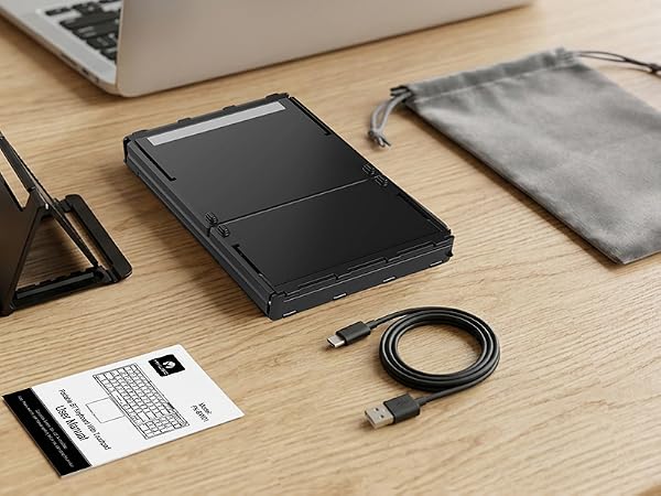 Folding keyboard with phone holder