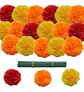 YGbridge Artificial Marigold Flowers, 60Pcs Silk Marigolds Decoration Set, Orange Marigolds Flowe...
