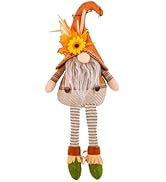17 Inch Fall Gnome Plush with Dangling Legs Handmade Sitting Elf Dwarf Figurines Dolls with Maple...