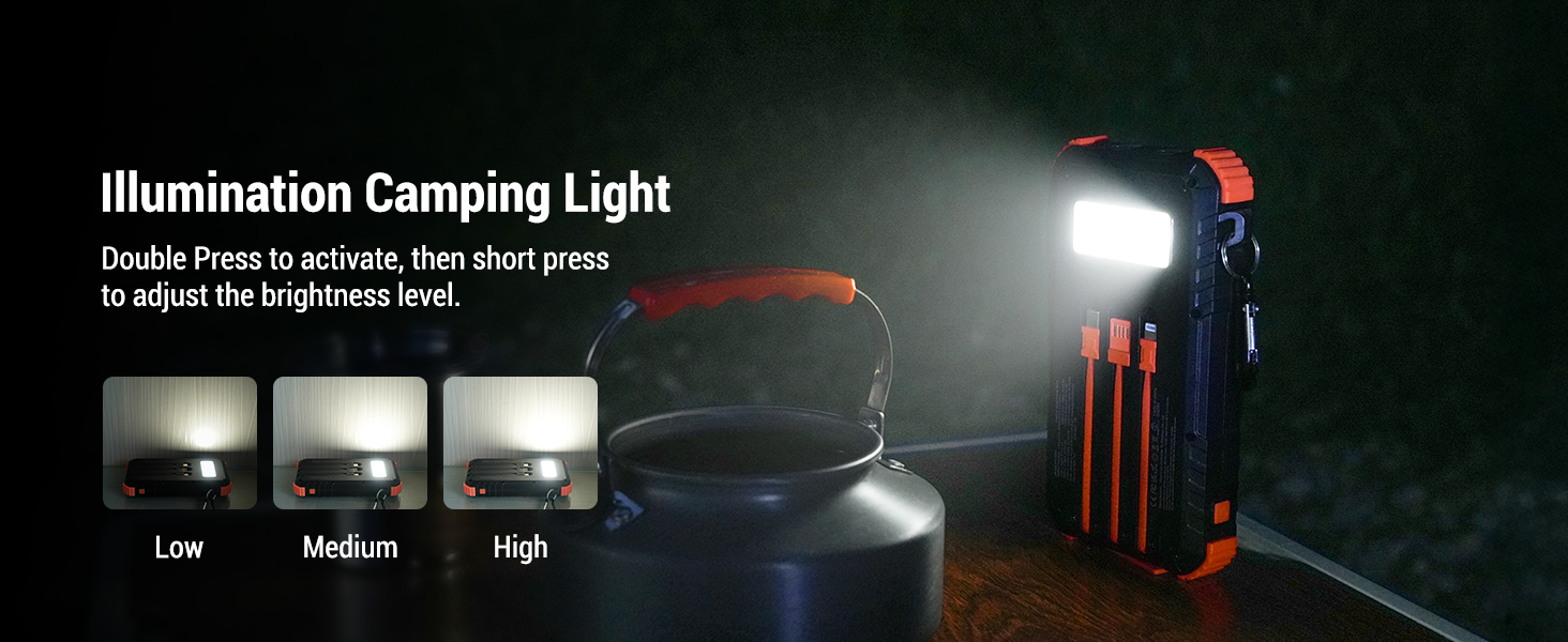 Illumination Camping Light Double Press to activate short press to adjust the brightness level