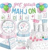 wellspan Mahjong Party Supplies for 25 Guests, 205 PCS All-in-One Pastel Pink Blue Green Mahjong ...
