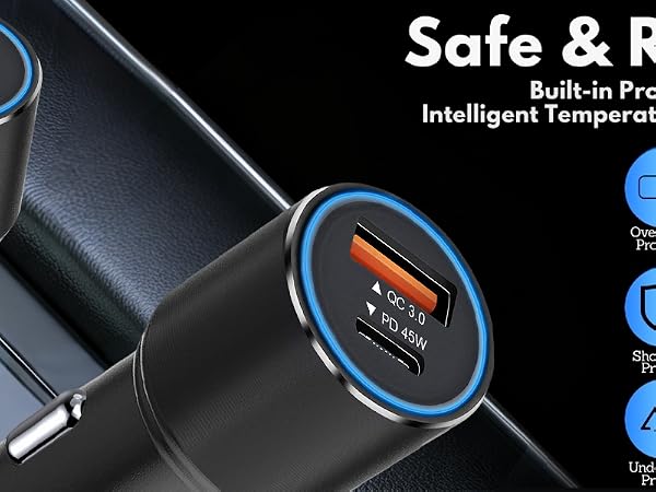 Dual Port Fast Car Charger and Cable