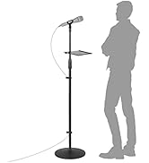 OUKMIC Microphone Stand, Adjustable Karaoke Mic Holder for Singing, Universal Floor Standing Deta...