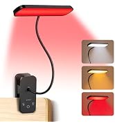 DSJGB 670nm Red Light Reading Lamp,Rechargeable Clip Book Light, 3 Color Modes, Touch Dimming, No...