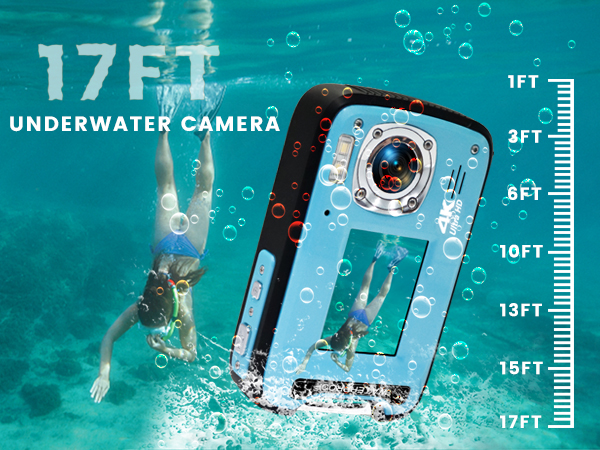 17FT underwater camera dual screen 4K 48MP waterproof camera