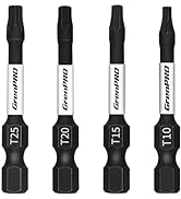 GrenPRO Screwdriving Power Bits T10+T15+T20+T25 4pcs Torx Head Bit Set,High Impact Tough Magnetic...
