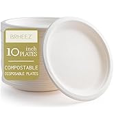 brheez Disposable Plates and Bowls Paper Alternative Heavy Duty 100% Natural Plant Fiber