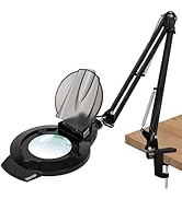 10X Magnifying Glass with Light and Stand, NUEYiO 2200 Lumens Stepless Dimmable LED Magnifying La...