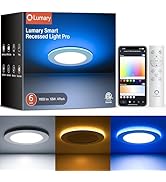 Lumary Smart Recessed Lighting Pro 6 Inch with RGB/Night Ring, 13W 1100LM Smart WiFi RGBWW LED Do...