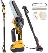 6 Inch Mini Chainsaw Brushless Tree Trimmer with DEW 20V Extension Pole, Tree Saw for Trimming Pr...