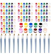 12 Pack Mini Acrylic Paint Set, 12 Colors Washable Acrylic Paint Strips with 24Pcs Painting Brush...