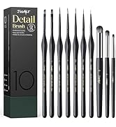 JusArt 10-Piece Detail Paint Brush Set, Miniature Paint Brushes for Models, Acrylic Oil Watercolo...