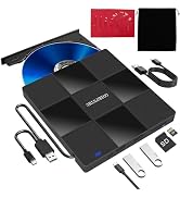 GODBPNYMU 5-in-1 External CD Drive, DVD Player for Laptops& CD Burner,DVD +/-RW 2 USB Ports, TF/S...
