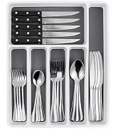 49 Piece Silverware Set with Organizer - Stainless Steel Cutlery Set for 8, kitchen Utensil Flatw...