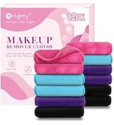 Orighty Makeup Remover Cloths 12 Pack, Reusable Microfiber Facial Cleansing Cloths, Remove Instan...