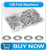 Yinpecly 200pcs 10# Flat Washers OD 1/2'', 304 Stainless Steel Washers,SAE Metal Washers for Scre...