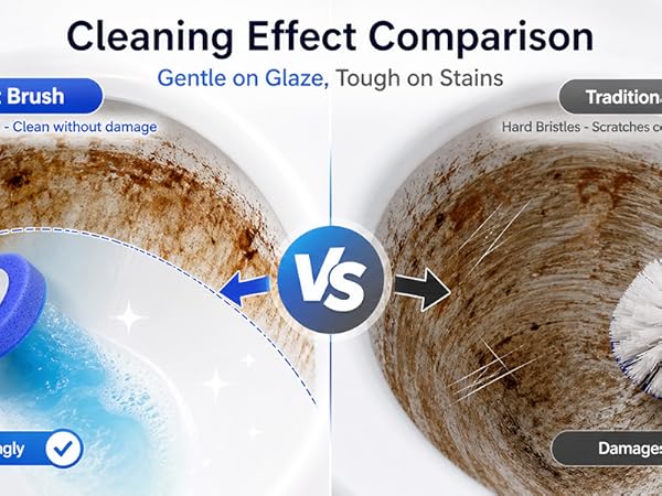 Before and after comparison of cleaning brush use