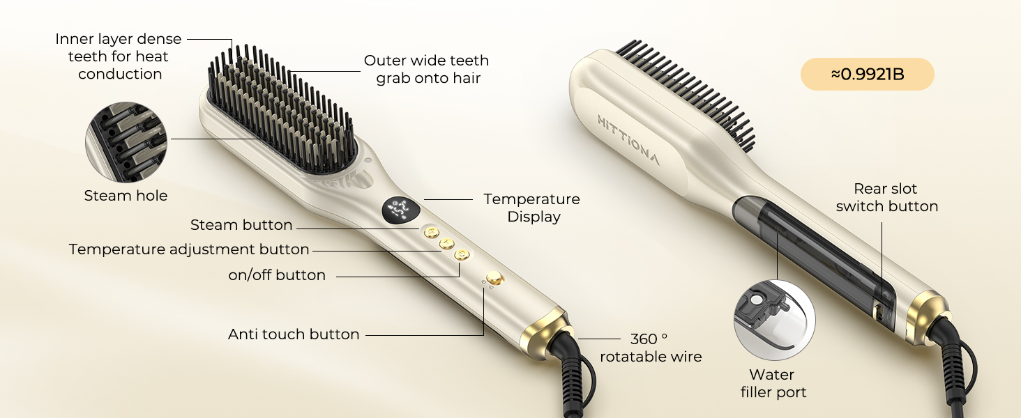 Steam Hair Straightener Brush for Women
