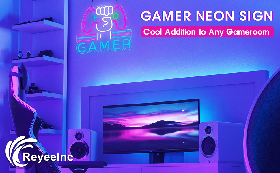 Game Room Neon Signs for Wall Decor, Large Gaming Led Sign for Kids Boy Room Decor
