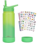 mininoo Kids Water Bottle for School, 16oz Stainless Steel Insulated Water Bottle Kids with Straw...
