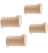 bsdonte Wood Wall Hooks, 4 Pack Natural Wooden Coat Hooks Wall Mounted, Rustic Hat Hooks, Heavy D...