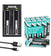 U3 Pro Universal Battery Charger with 1000 mAh Fast Charging and 16 Pack 1100mAh True High Capaci...