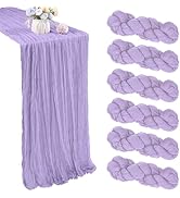 6 Pack Lavender Purple Cheesecloth Table Runner 35x120 Inch Valentine’s Day Gauze Rustic Boho Tab...