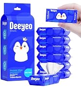 Deeyeo Travel Flushable Wipes for Women & Baby, 99% EDI Purified Water Mini Toilet Wet Wipes...