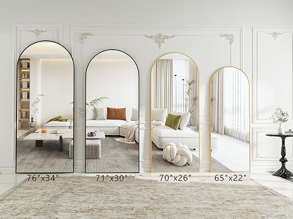 76x34 71x30 70x26 65x22 in Floor length mirror gold and black