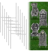 Bigmeta 12 Pcs T-Shaped Metal Halloween Tombstone Stakes | 11" x 3.9" Extra-Long, Replacement Gro...