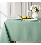 Softalker Sage Green Jacquard Rectangle Tablecloth 60 x 84 Inch - Waterproof & Wrinkle Free Textu...