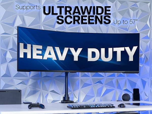 ultrawide monitor mount single arm heavy duty tilt swivel rotate desk clamp vesa adjustable
