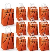 Jucoan 50 Pack Basketball Party Favor Gift Bags, Kraft Paper Basketball Theme Goodie Bags Treat B...