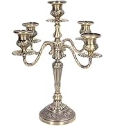 5-Candle Metal Candelabra, 10 Inch Tall Candlestick Holder for Taper Candles, Vintage Candle Hold...