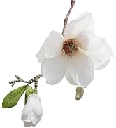 White Artificial Magnolia Fake Silk Flower Single Floral Home Decor Living Room Bedroom Garden Pa...