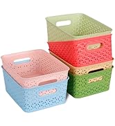ShellKingdom Plastic Storage Basket, Shelf Baskets, Storage Bins Organizer for Home, Office Drawe...