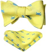 HISDERN Self Tie Bow Ties for Men Animal Fun Bowties Pocket Square Woven Silk Bowtie Handkerchief...