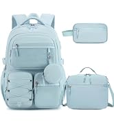 Similove Backpack for Teen Girls, 3PCS School Backpack for Girls with Lunch Box & Pencil Case, Ki...