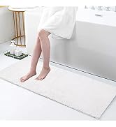 Bathroom Rugs Non Slip Chenille Long White Bathroom Runner with Rubber Backing, Fluffy Soft, Ultr...